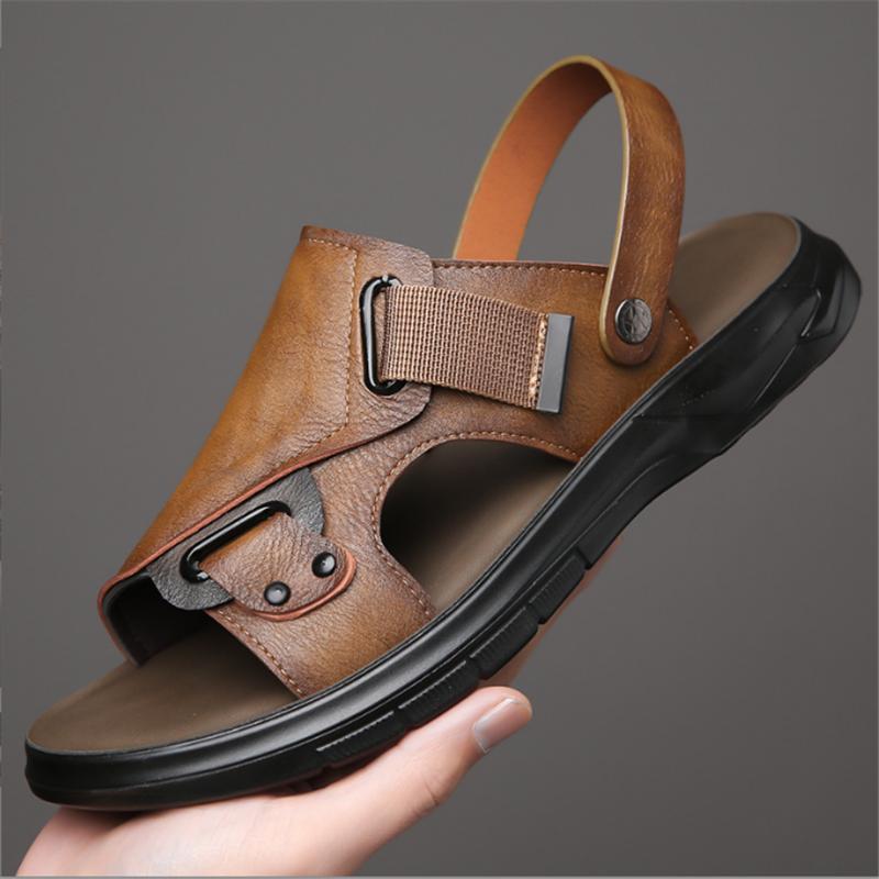 Heren Leren Sandalen Zomer Klassieke Herenschoenen Slippers Zachte Sandalen Heren Romeinse Comfortabele Buiten Wandelschoenen