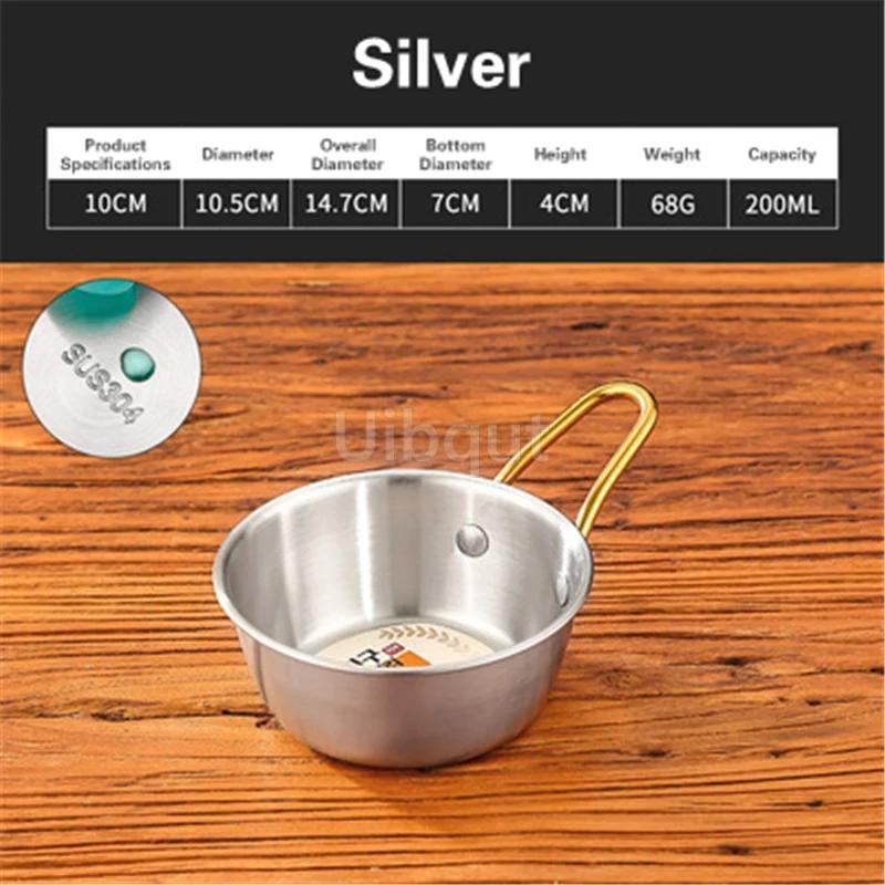 Rice Golden Bowls with Handle Wine Bowl Cooking Basin Seasoning Bowl Noodle Bowl Korean 304 Stainless Steel Rice Wine Bowls