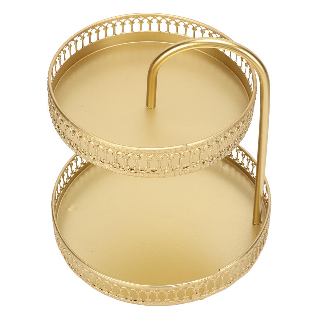 2 Tier Fruit Tray Gold Elegant Large Capacity Decorative Multi Purpose Cupcake Stand for Home Party Kitchen