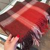 Classic 100 wool plaid scarf couple winter warm scarf premium sense retro new red grid
