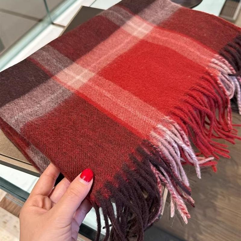 Classic 100 wool plaid scarf couple winter warm scarf premium sense retro new red grid