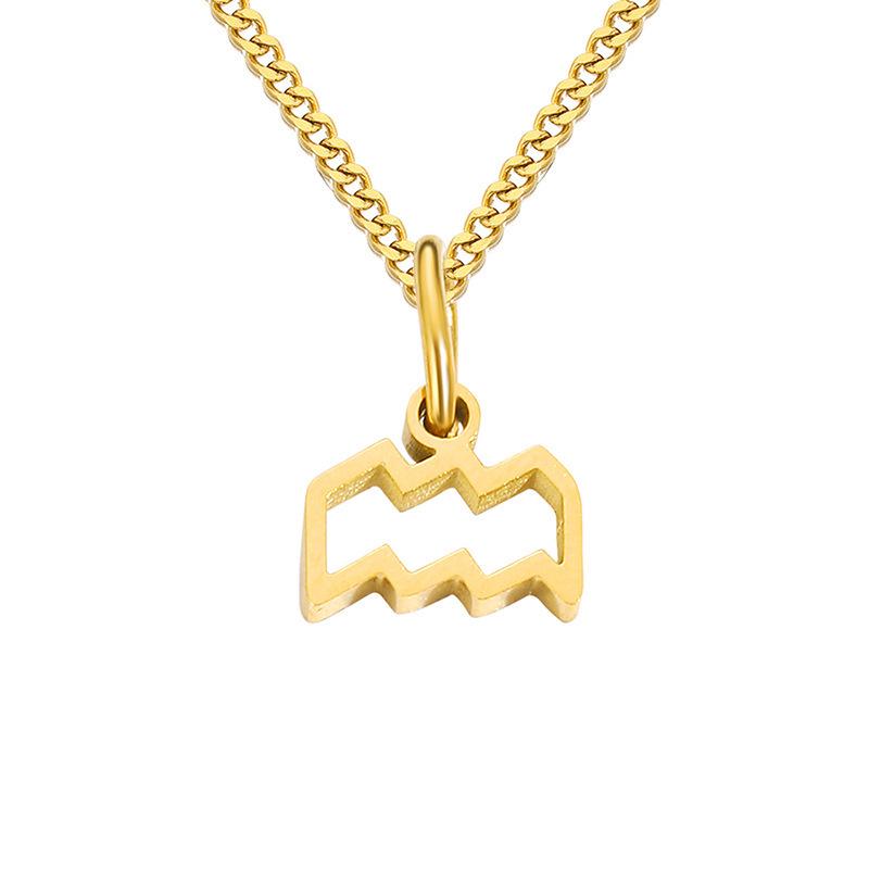 Gold-Plated Stainless Steel Zodiac Pendant Necklace for Women