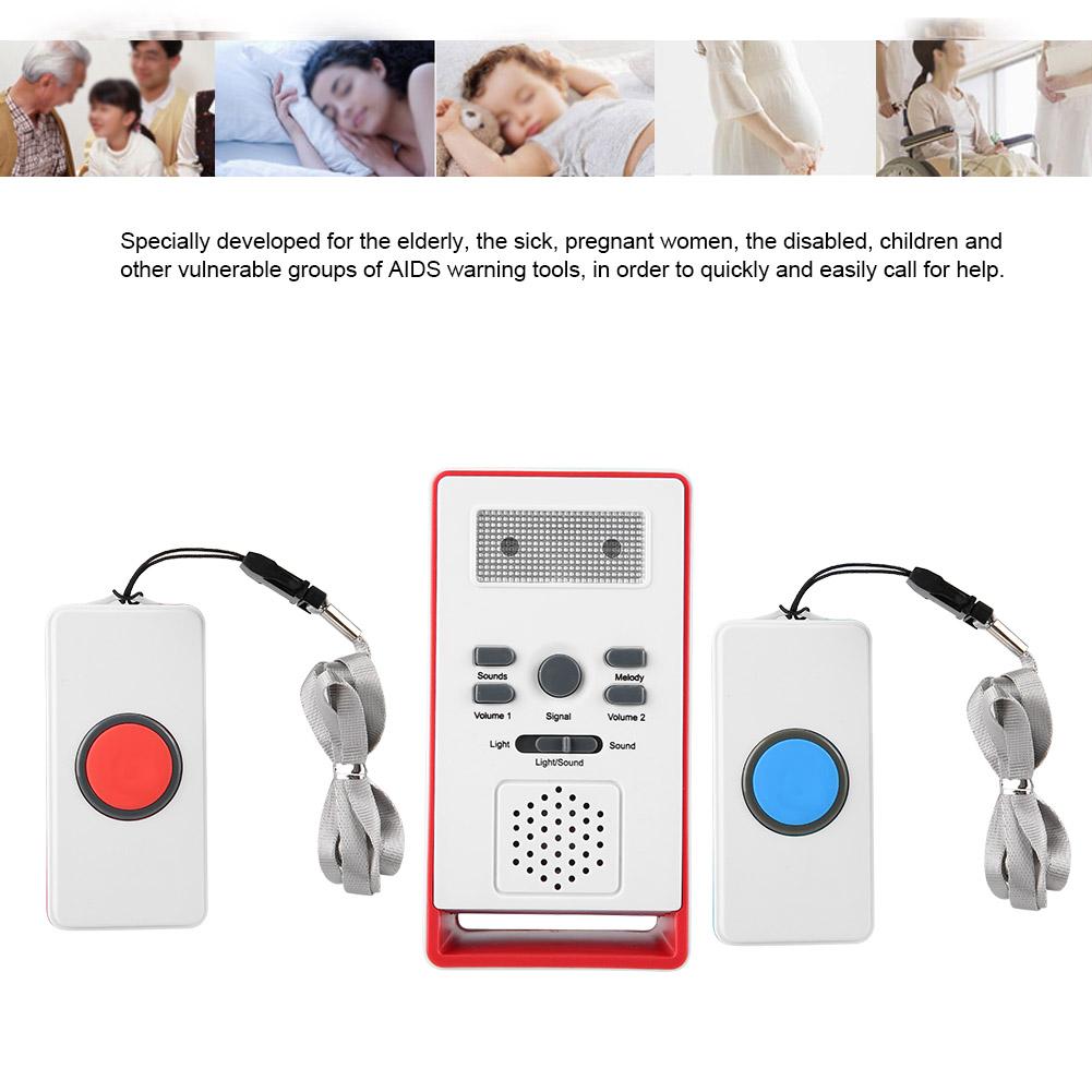 65-105dB Bezdrátový pager SOS tlačítko pro pečovatele Domov Starší pacient Sestra 2 přijímače