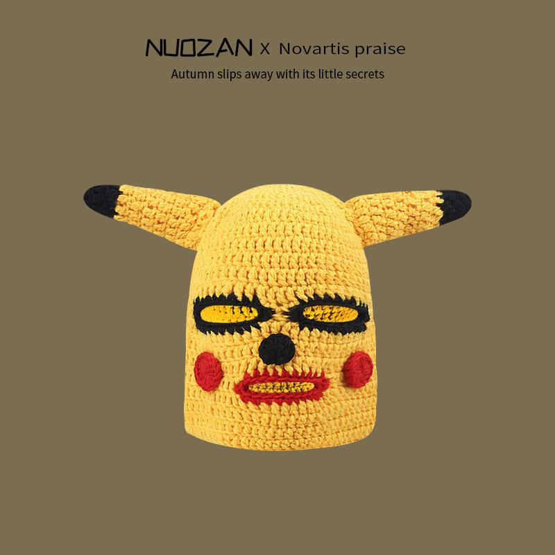 Cute funny handmade hat female autumn and winter cartoon monster Shrek wool hat personalized versatile knitted pullover