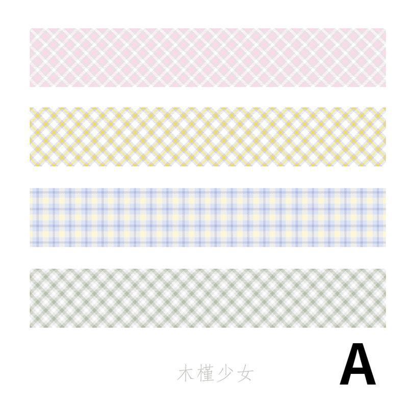 4 Rollen Frisches Farbverlauf Gitter Washi Tape für Klebende Schulsachen Tagebuch Journal DIY Planer Scrapbooking