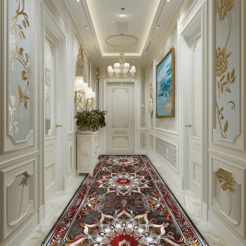European Luxury Corridor Runner Carpet Bedroom Entry Channel Non-slip Long Rugs Hotel Lobby Decoration Stairway Hallway Soft Mat