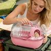 Transparent Cover Hamster Carrier Box Large Space Hamster Habitat Travel Hamster Cage  Car Outing