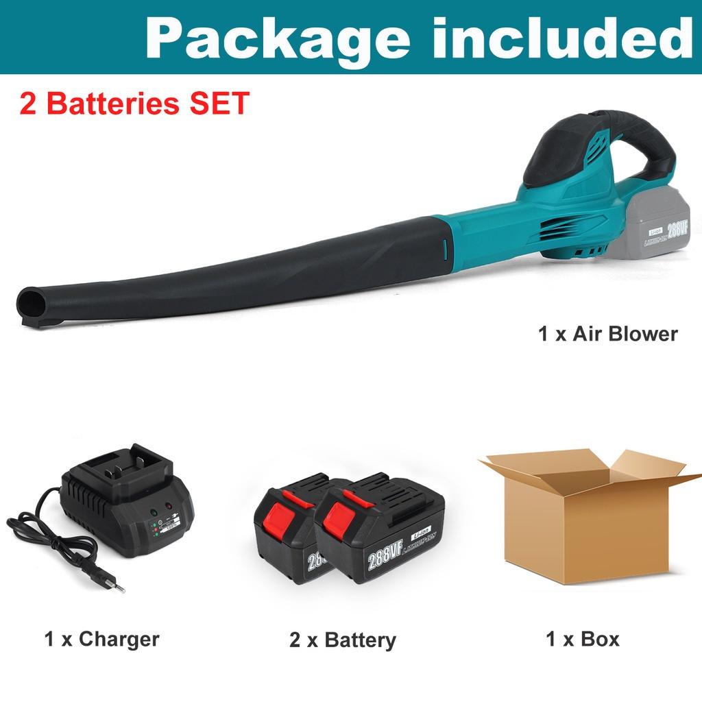 

3000 Вт 288 ВФ Аккумуляторная электрическая воздуходувка для сдувания пыли, очистки, всасывания, воздуходувка для листьев, сборщик, подметальная машина, садовый домашний электроинструмент 2*Batteries