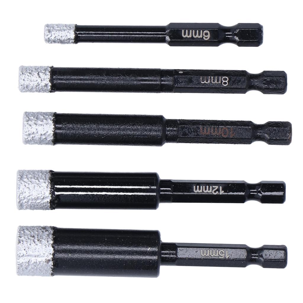 5PcsSet Diamond Hole Saw Hex Shank Granite Holes Opener for Ceramic Tiles Marble 6 8 10 12 15mm