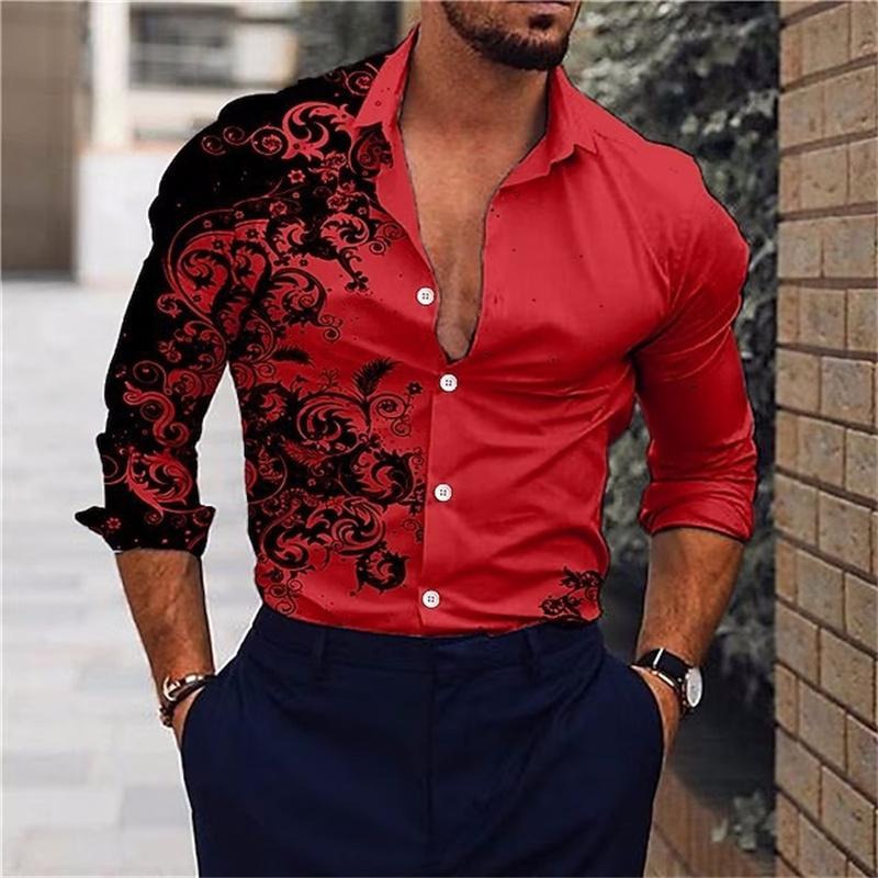 Camicia Rosa alla Moda da Uomo Festa Festa Moda Uomo Manica Lunga Bottoni Collo a Punta Vestibilità Slim Elegante Camicia da Uomo