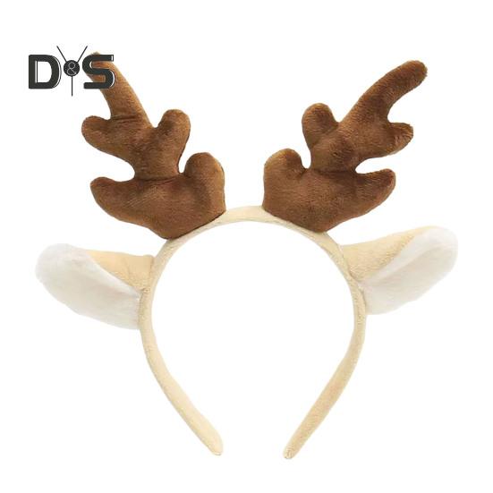 Bentiță de Crăciun de pluș, urechi de coarne de ren, accesoriu universal pentru păr de Crăciun pentru adulți, copii, costum festiv