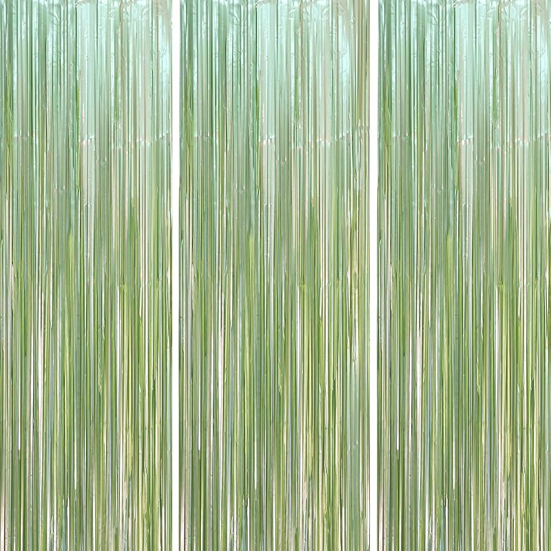 3 Pack 3.3x8.2 Feet Gold Foil Fringe Backdrop Curtains, Tinsel Streamers, Fringe Backdrop for 2025 New Years Eve, Graduation, Birthday, Baby Shower,