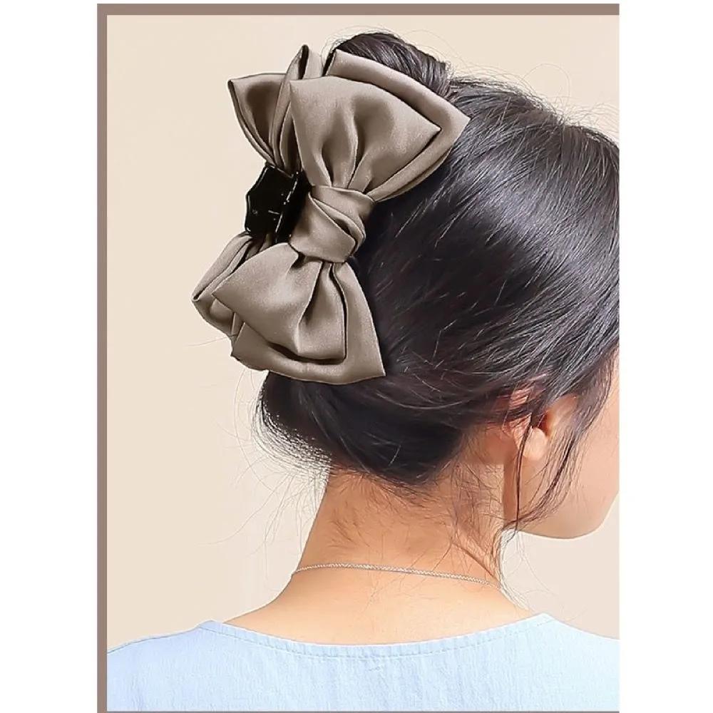 Silk giant ribbon hair clip, big ribbon hair clip