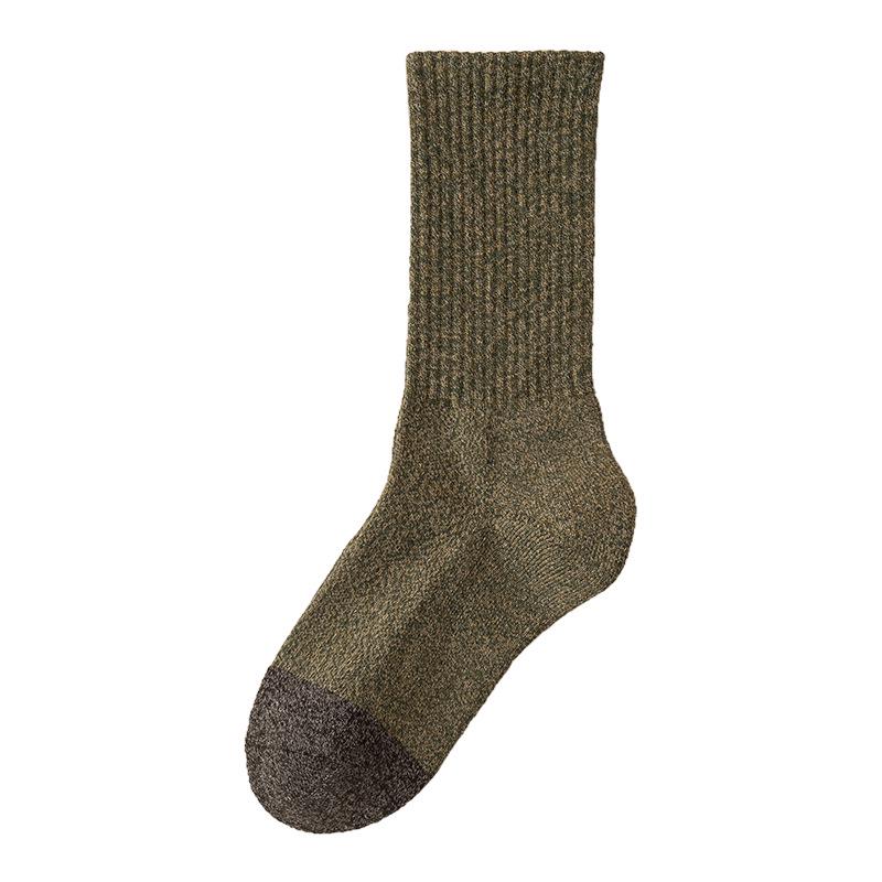Men's Pure Cotton Thickened Terry Long Socks - Autumn/Winter, Odor Resistant, Sweat Absorbing, Color Block Business Style