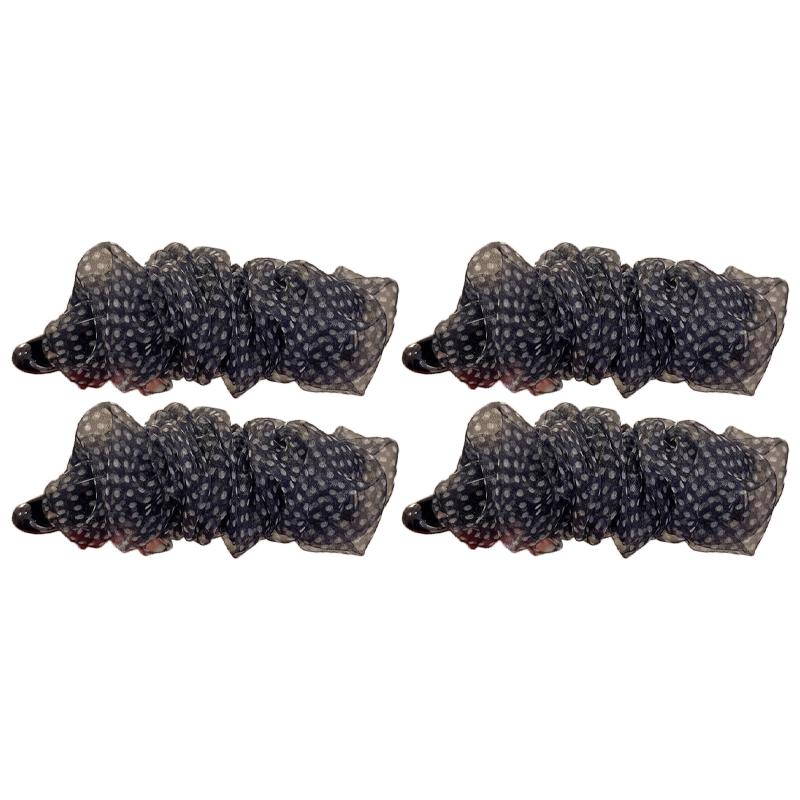 Korean-Style Polka Dot Colour-Block Pleated Printed Mesh Hair Clip For Women Fashionable Banana Clip Hair Accessory