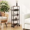 Kitchen Cart Serving Trolley with 5 Levels, Rolling Cart Kitchen Shelf with Worktop, Wheels, Handle, 47 x 13 x 96.5 cm, Black