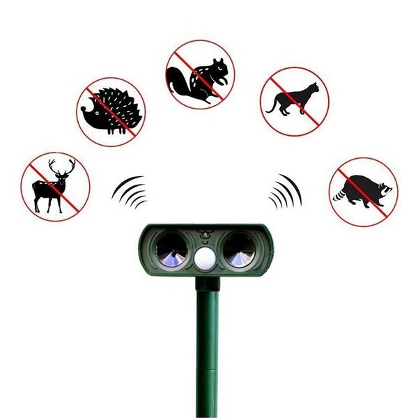 Ultraschall-Solar-Schädlingsvertreiber, Tierschädlings-Mausvertreiber, Sensor, Garten, Vogel-, Katzen- und Hundeabwehr, hält Tiere fern
