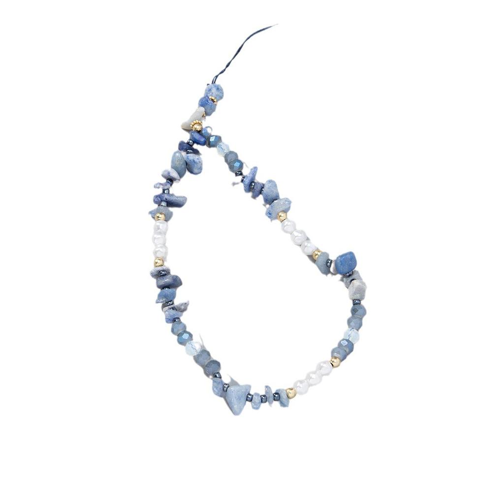 European and American colorful gravel pearl color matching mobile phone chain female, fashionable personalized DIY mobile phone case pendant