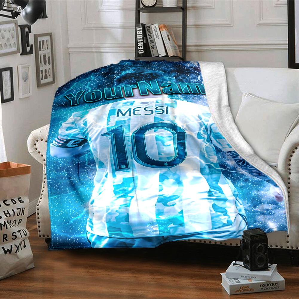 Messi Customize Text Blanket Gift Customizable Blanket Warmthful Decor Suitable for Sofa Couch Office Bed for All Occasions Gifts For Family Or Friend