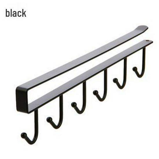 

Wrought Iron Traceless Hook: Six-Link Storage Rack for Wardrobe & Kitchen, No-Drill Multi-Row Hooks 100/box чёрный