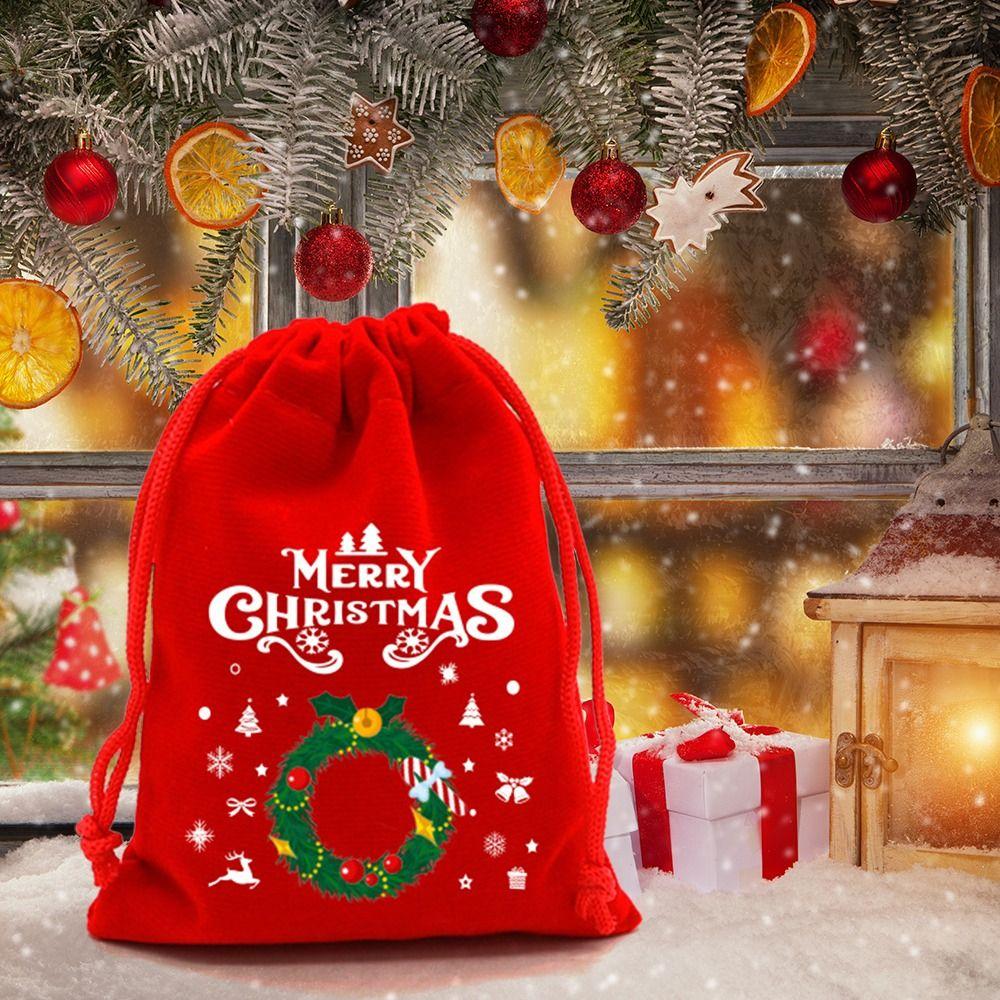 5/10pcs Drawstring Pouch Christmas Velvet Bags Jewelry Packaging Storage Bag  For Christmas