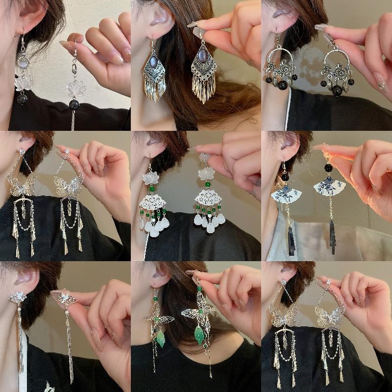 

Butterfly zircon pearl fringed earrings, ear hooks, ethnic style design, versatile stud earrings, earrings, women