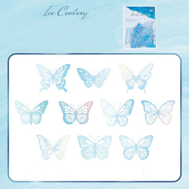 20Pcs 3D Retro Butterfly Transparent Black Stickers Holographic Laser Decals for Home Room Birthday Party Decor DIY Supplies