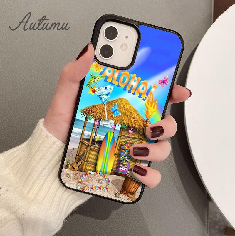 Surfing Hawaii Paradise Phone Case for iPhone 11 12 13 14 Pro Max mini XR XS SE 2020 7 8 Plus Samsung Galaxy S21 S22 shell