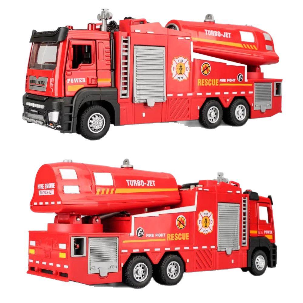 Children's Alloy Fire Truck Toy with Spray Water, Ladder, and Rescue Features