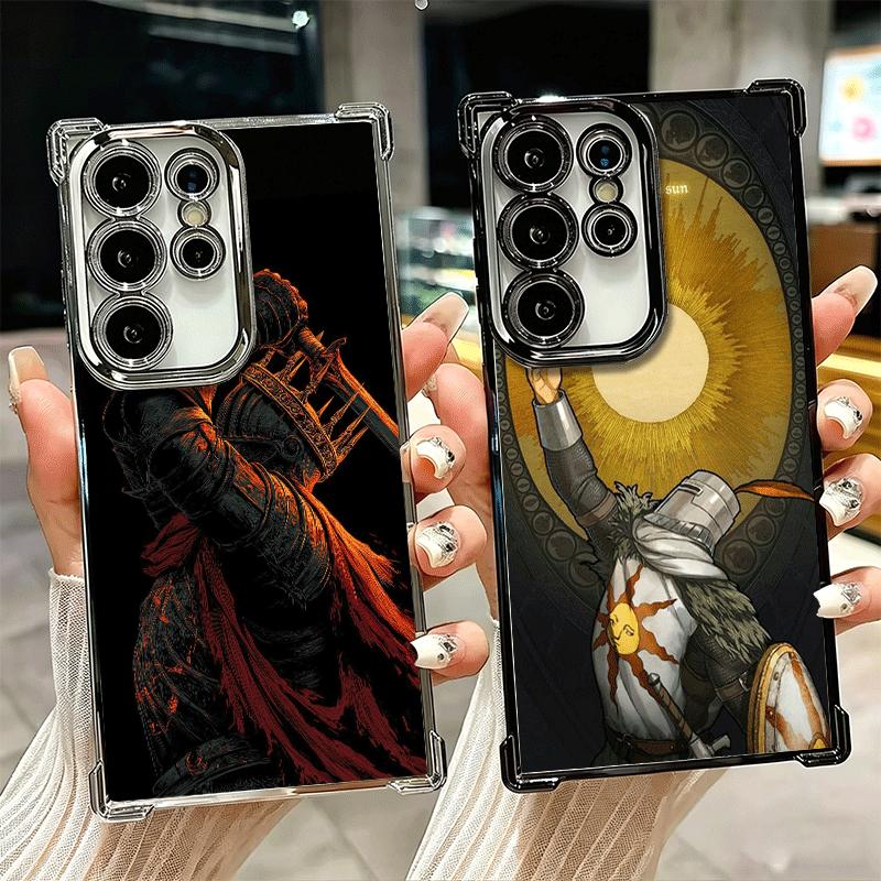 D-Dark S-Souls Game Plating Phone Case For Samsung Galaxy S24 S25 FE S26 Edge S23 Ultra S22 S21 Plus S20 Anti-Fall Airabag Cover