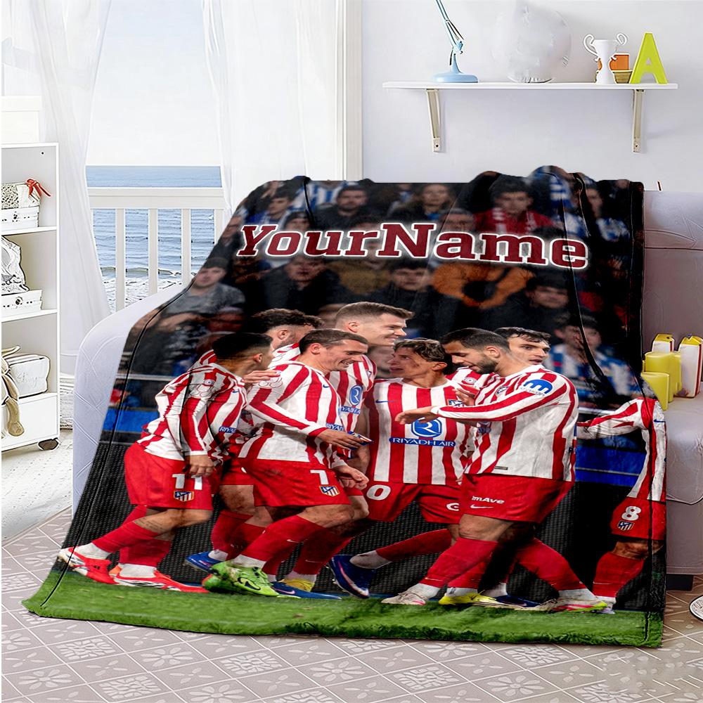 Atletico Madrid Personalized Name Blanket Lightweight Personalized Blanket Soft & Cozy Throw For Nap Bed Office Chair Office All-Season Use