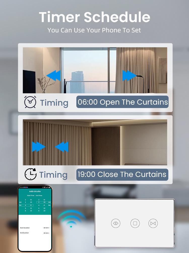 Zigbee Smart Curtain Switch with Alexa Voice Control, Touchscreen, Aluminum Frame & App Timing