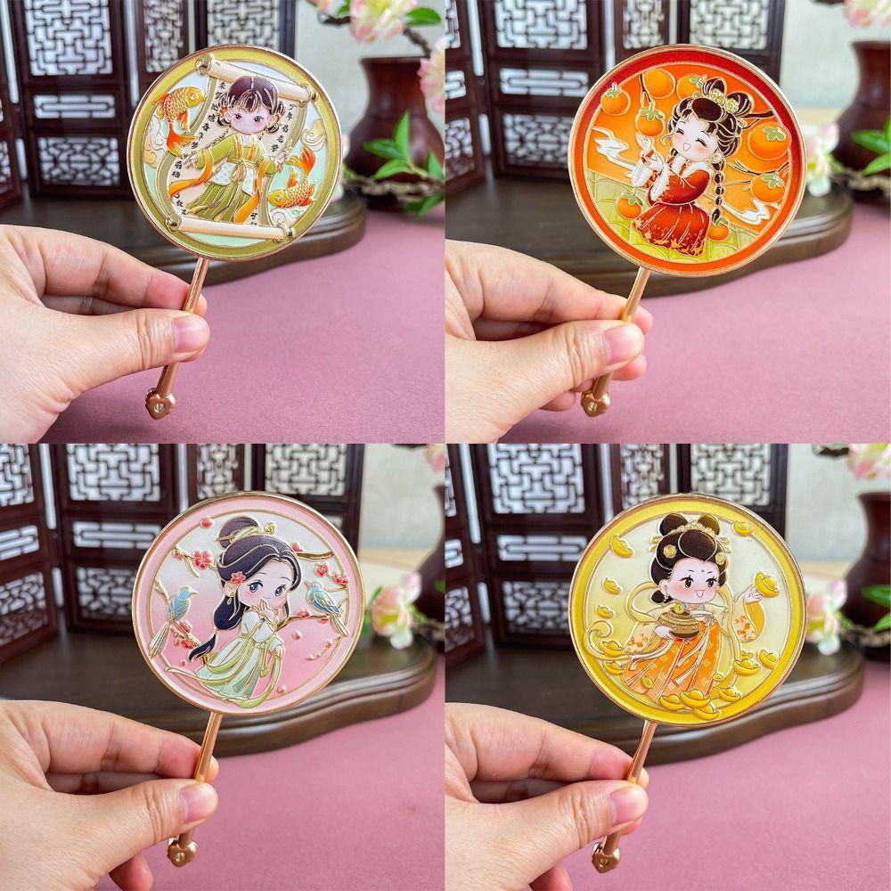 Emboss Cosmetic Mirror Portable Makeup Mirror Souvenir Chinese-style Handheld Mirror  Makeup
