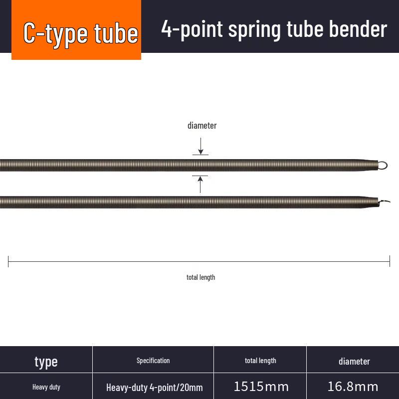 1.5m Manual PVC Conduit Bender Spring for Electricians - Fits 3/8", 1/2", and 3/4" Conduits