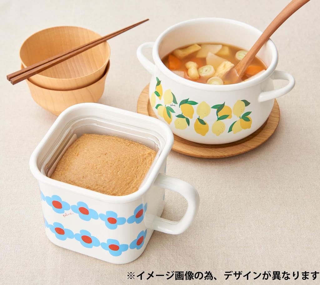 Toyoro Plune Enamel Multi Square Pot Monotone Dog D14 Size Approx. W17.8 H11.8 YJ-821