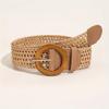 Cotton Woven Bohemian Linen Belt With Round Buckle For Women Dress Accessories