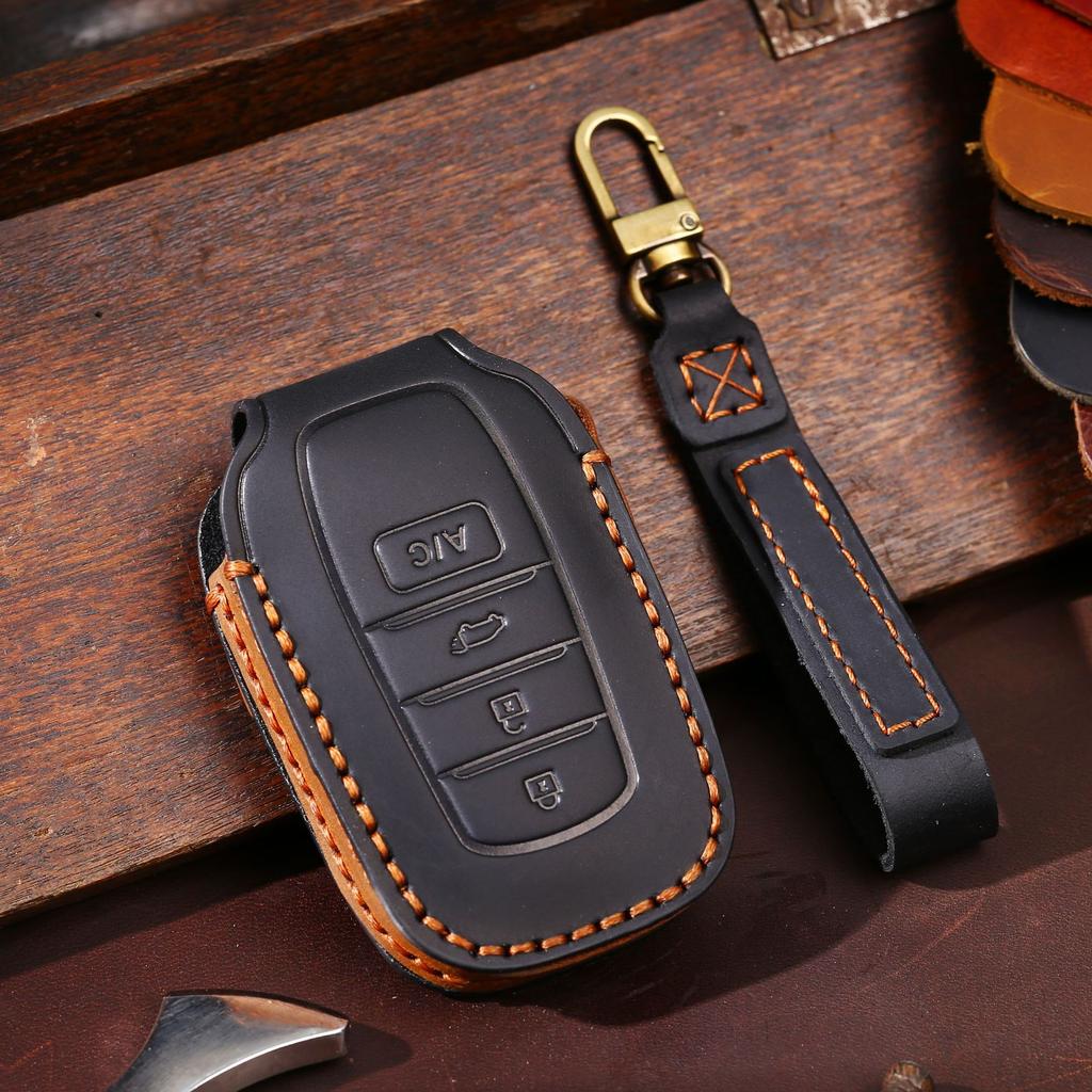Car Key Case for Toyota BZ4X Key Case Corolla Vios Crazy Horse Leather Car Key Case Genuine Leather