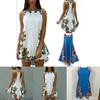 Elegant Sexy Vest Skirt Sleeveless Short Skirt Printed Flower Casual Dress For Women S-xxl