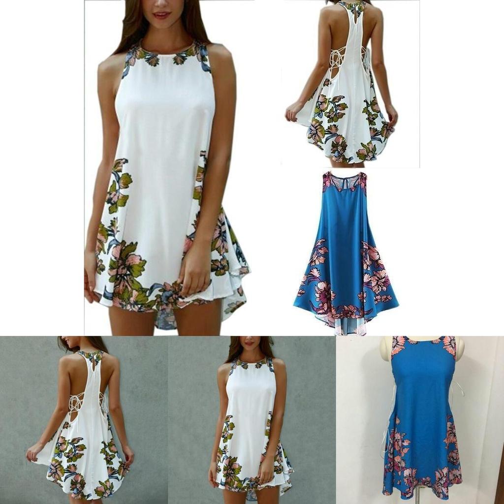 Elegant Sexy Vest Skirt Sleeveless Short Skirt Printed Flower Casual Dress For Women S-xxl