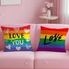 classic theme Homosexual Rainbow Flag Cushion Cover Soft  EasyWash Pillow Case  Versatile for Couch Bed Travel and Office