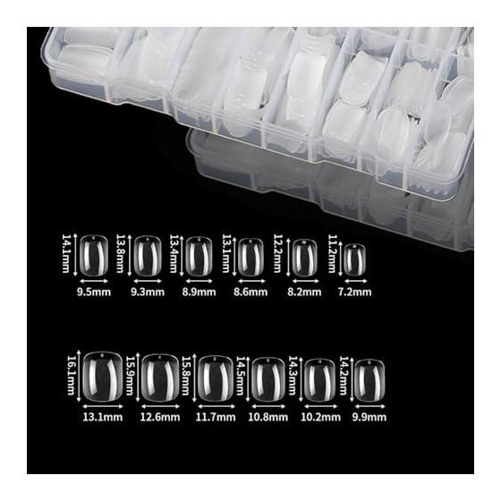 Nail Tips for Kids, 120 Pieces, Ultra Thin DIY Nail Supplies, Storage Case Included, Short Nail Decorations, Popular, Natural Fit, For Practice,