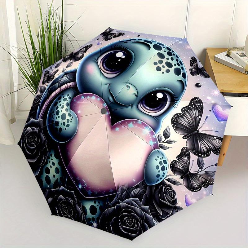 

Turtle,Heart Automatic Folding Umbrella 8 Ribs Lightweight Design, Durable Iron Frame, Compact and Portable, Ideal Birthday or Christmas G