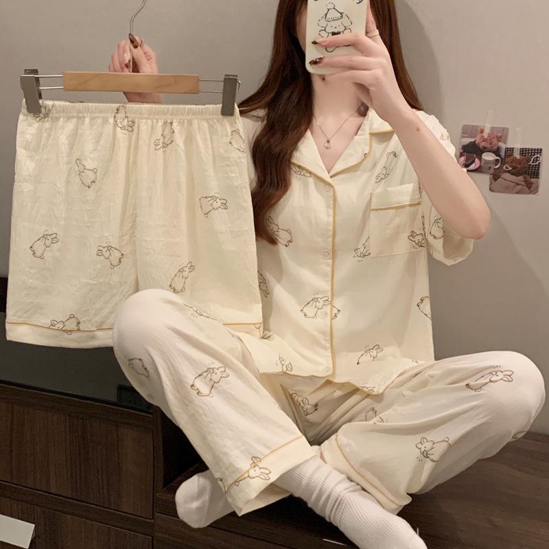 Leopard Print Women's Summer Short-Sleeve Cotton Pajama Set