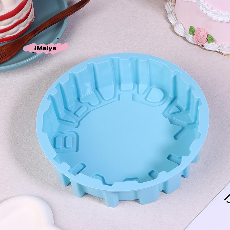 1 Stück 20CM runde Silikon-Kuchenform Happy Birthday Thema Gelee Käse Mousse Pudding Pfannkuchen Backwerkzeug