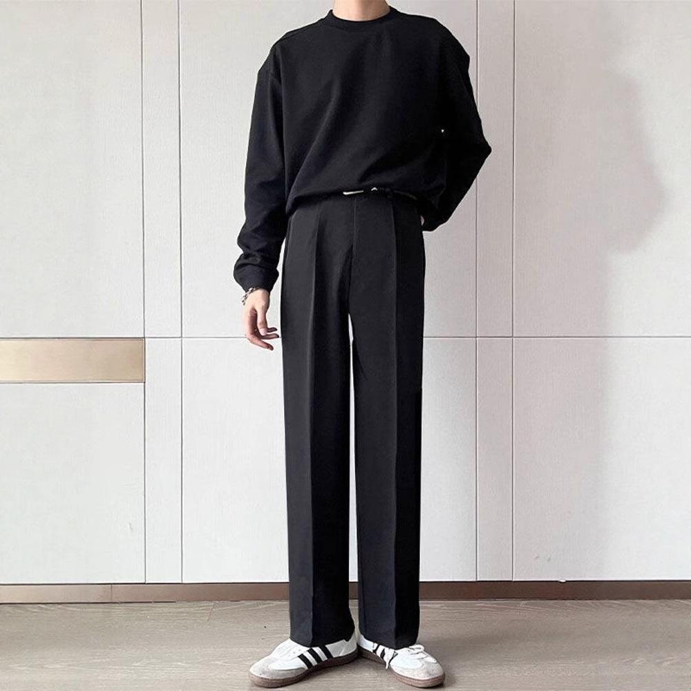 New Suit Pants, Black Drape Men's Trousers, Slim-fitting Korean Version of Trendy Pants, Casual Straight