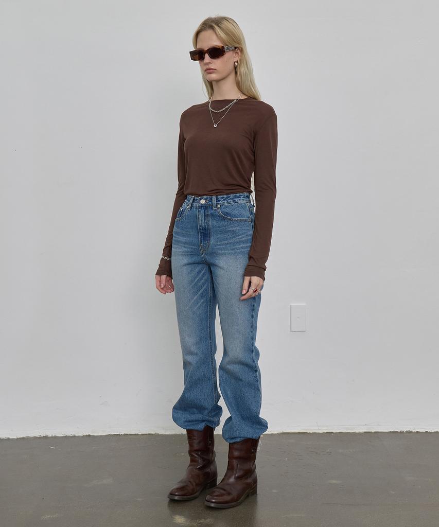 NUAKLE Slim Silk T-Shirt_Brown
