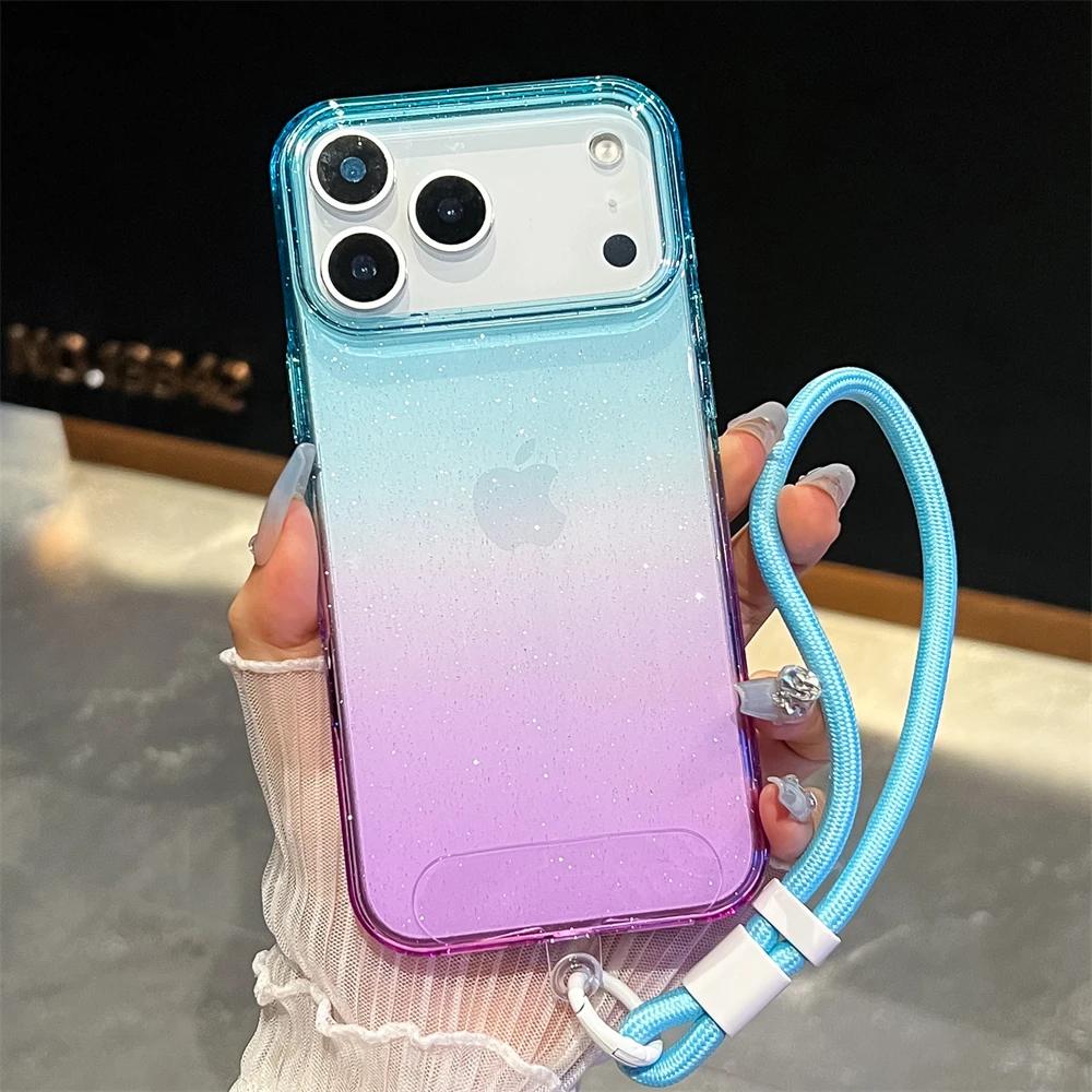 Luxury Dopamine Gradient Color Clear Acrylic Case For IPhone 17 Air 16 15 14 Plus 13 12 Pro Max Shockproof TPU Bumper Hard Cover