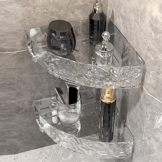 Bathroom Storage Rack Wall Corner Shelf Strong Load-bearing Large Capacity Transparent Makeup Holder Shower Caddy