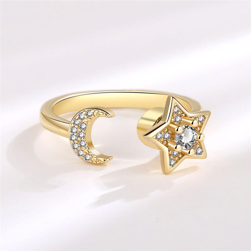 Fashion Beads Anxiety Ring Fidget Spinner Rings Korea Crystal Butterfly Flower Star Moon Ring Anti Stress Jewelry Gift