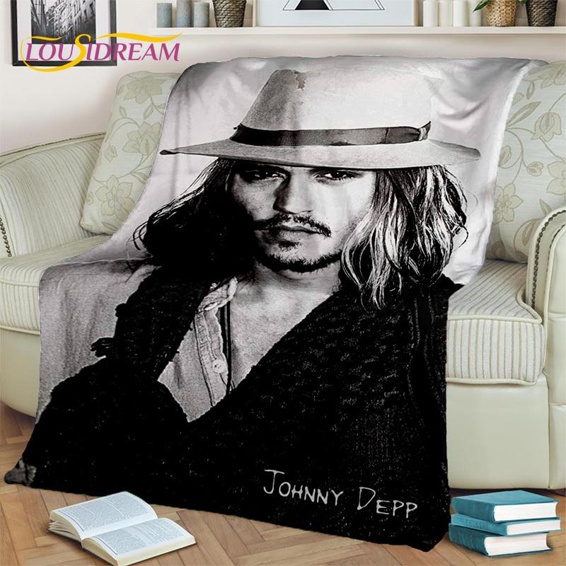 3D-Druck-Serie Johnny Depp Decke, Weiche Überwurfdecke für Zuhause Schlafzimmer Bett Sofa Picknick Reise Büro Ruheabdeckung Decke Kinder